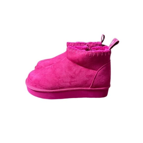 Muk Luks Augie Mini Cozy Booties Women's Pink Fuchsia Sz 7 Faux Suede Side Zip - Picture 2 of 7